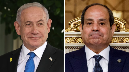 以色列总理内塔尼亚胡（左）与埃及总统塞西。